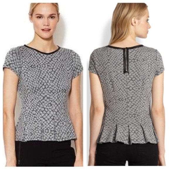 Rebecca Taylor Tops - Rebecca Taylor Pleated Croc Top Gray Leather Peplum